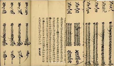 民國時期《當行一道》手抄本1冊，厚數(shù)十頁，封面蓋有“張福慶堂”戳記，全書詳列各種當票之書寫方法，奧妙極深，猶如道教畫符，絕非行外人所能識破，或可譽為當鋪之“葵花寶典”；此書對研究傳統(tǒng)典當業(yè)極富史料價值，文字俊秀，保存尚佳，敬請預(yù)覽和珍視