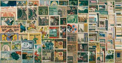 1921-23年德國緊急紙幣共405種不同，海外藏家出品，品種豐富，圖案美觀，整體絕大部分品相極佳，七成至全新不等，敬請預覽