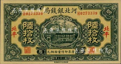 民國二十三年（1934年）河北銀錢局銅元陸拾枚，北平地名，此年份甚屬少見；柏文先生藏品，全新