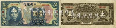 民國十五年（1926年）中央銀行大洋壹圓，漢口地名，無字軌，宋子文·陳行簽名；森本勇先生藏品，八成新