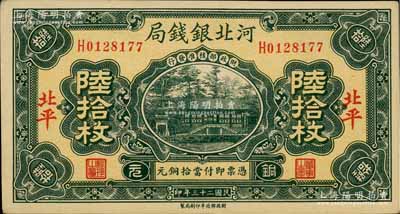 民國二十三年（1934年）河北銀錢局銅元陸拾枚，北平地名；白爾文先生藏品，少見，九五成新