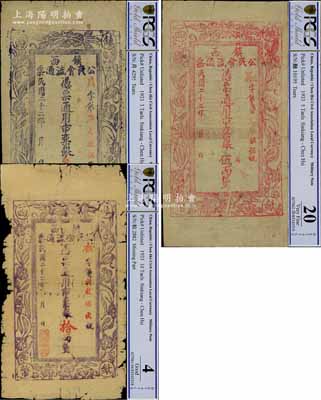 民國二十二年（1933年）鎮西公民會流通票銀叁兩、伍兩、拾兩共3枚不同，屬西北軍閥馬仲英部在新疆所發行，其中拾兩券存世頗為少見，原票六至八成新