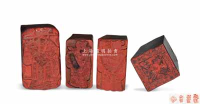 清末民初傳統木質印章共4枚不同，其中3枚為財神章，1個為“德興恒記”商號章；劉文和先生藏品，保存甚佳，敬請預覽