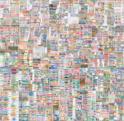 1905至2010年之間《外國(guó)紙幣藏品集》一部共1500余種不同，涉及約160個(gè)不同國(guó)家和地區(qū)所發(fā)行