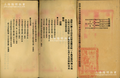 1918年《吉林永衡官銀錢號民國七年請準以新易舊第七第八兩次切銷官帖清冊》1份，內中詳細記錄兩次切焚官帖200萬吊之各面額券明細數目，且由吉林督軍署、省公署、省會警察廳、省城商務總會、高等檢察廳、中國銀行、交通銀行、殖邊銀行等16家機構會同監視；此清冊對研究吉林永衡官銀錢號紙幣史極富參考價值，保存甚佳，敬請重視