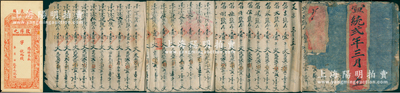 宣統貳年三月（1910年）山西平遙《敦厚元》票號之錢票賬本一厚冊，且附空白錢票1枚，內中記錄該號“從宣統貳年起至民國三年止所發行近千張錢票之號碼、面額及兌取時間等，而其兌付時間則在民國二年至五年和洪憲元年不等”；此種錢票賬冊存世罕見，保存尚可，敬請預覽和重視