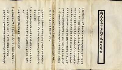 民國時期（陜西）朝邑三益合鹽商有限股份簡章一張，該商號資本以15股為定額，每股大洋二百元，上印成立緣由及公議條款等，七成新