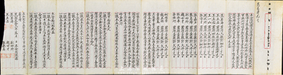 民國叁拾貳年（1943年）寰球螺絲廠合同議據(jù)1份，該廠址設(shè)上海大西路，資本總額6萬元，分30股，每股2000元，內(nèi)中記錄有各股東出資狀況及公議條款等，內(nèi)容十分豐富；最后部分有缺損，七成新