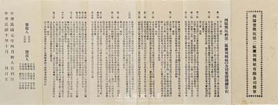 民國十年（1921年）廣東梅縣《西陽堡獎坑第二區廣利種植有限公司簡章》1份，內中列明公司之總則、集股、區域、規則、辦法等細節，十分具有參考價值；該簡章于1912年初訂，1921年訂正；少見，八成新
