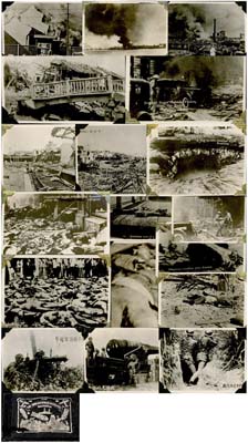 1937年《The Sino-Japanese Hostilities Shanghai》（1937年中日淞滬會戰）影像集一冊，內有第二次8.13淞滬抗戰時期歷史老照片約100張不同，包括轟炸實景、房屋變廢墟、慘不忍睹的尸骸、流離失所的難民、上海市民救助、英勇迎敵的中國士兵、蔣中正像、坦克與軍艦等等，場面極為悲慘和壯烈；每張照片上均有英文標注，內中很多影像之前從未有過披露，亦屬