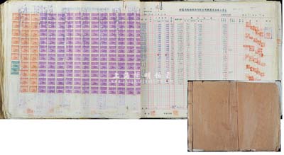 1949年招商局輪船股份有限公司機器造船廠工資表1本，內包含1949年第一季度各部門職員工資信息，且內貼多枚民國稅票，極富史料價值，亦適合于股份制公司之實物展覽，保存尚佳，敬請預覽