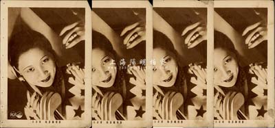 三十年代上海灘女明星“徐來”劇照畫像共4張，海外回流，保存甚佳，敬請預(yù)覽（注：徐來乃三十年代上海灘八大女明星之一，初入明月歌舞團，并與黎錦暉結(jié)婚，1933年入明星電影公司，主演無聲片《殘春》而一舉成名，后經(jīng)杜月笙介紹，改嫁國民政府軍委會中將參議唐生明，抗戰(zhàn)時曾隨其夫秘密派往南京打入汪偽政權(quán)臥底并收集情報。因其從影期間和江青多有共事，故于1973年入獄折磨致死。）