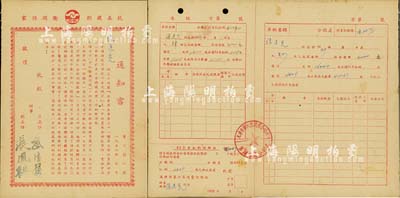 1952年天津市第六區消費合作社社員股金分紅通知書，肆股計16000元（分得51年紅利2409元），上印“抗美援朝、衛國保家”口號，八成新