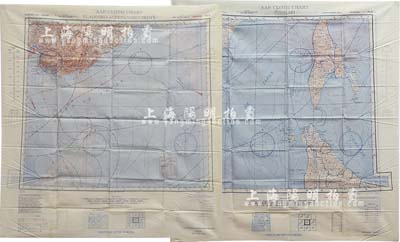 抗戰時期飛虎隊東亞系列飛行地圖1張，上為轟炸日本線路圖，絲綢質雙面印刷；源于美國回流，保存極佳，敬請預覽
