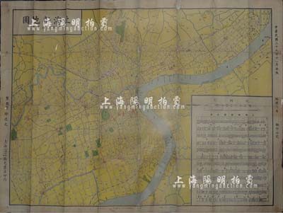 民國三十七年（1948年）《上海新地圖（附新舊路名表》一張，上海國光書店印行，尺寸740×530mm，背已裱補，近七成新