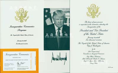 2017年美國總統唐納德·特朗普（Donald Trump）之“總統就職典禮”邀請函、入場券等一套，且附帶有美國國會之信封，保存極佳，敬請預覽