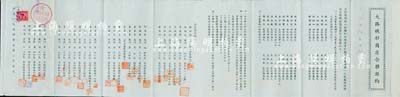 1954年（蘇州）大路襪衫商店合夥契約1份，內有各股東名錄、出資狀況及協議內容等，頗具時代特色；此契約僅發行30份，少見，八成新