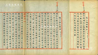 民國九年（1920年）北洋政府財政部留檔之電報稿共2則，詳分：“歸化（塞北稅務監督）馮國勛電”1則，事為“恭賀周自齊出任財政總長”；“歸化（綏遠都統）蔡成勛電”1則，事為“請求撥發綏區部軍餉以救眉急”等情；此2則電報稿頗具史料價值，值得研究和重視，保存甚佳，敬請預覽