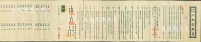 民國(guó)十九年（1930年）“煙臺(tái)·臨河”人和堂股票，壹股計(jì)股本銀元壹佰元，該公司乃煙臺(tái)商人集資在綏遠(yuǎn)省臨河縣購(gòu)買荒地開墾，其上詳列發(fā)起緣起、宗旨（開墾荒地利己利人）、性質(zhì)、股分、職員、會(huì)期、賬期、股票等公議詳情，其形制特殊且內(nèi)容豐富，著實(shí)堪稱中國(guó)傳統(tǒng)合同式老股票之一大精品，八成新