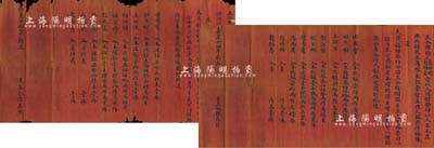 嘉慶十四年（1809年）江蘇興化鎮“萬魁永記當鋪”合夥約共2份，事為“張培楷、趙錫爵等人合夥在興化鎮設立萬魁永記當貨生理，人銀共作10俸”，內有“田國寶入本紋銀700兩作為壹俸、田生樹入本紋銀350兩作為伍厘、玉錦生入本紋銀700兩作為壹俸、郭汝謙入本紋銀350兩作為伍厘、程圣脩入本紋銀1400兩作為貳俸、趙光遠入本紋銀1400兩作為貳俸、馮尚慶入本紋銀700兩作為壹俸、張培楷