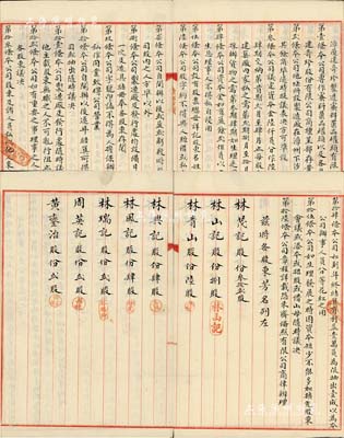 民國辛酉年（1921年）《漳廈建奇珍制造蜜料菓品罐頭有限公司章程》1冊，該公司設于福建漳州，內中詳列資本、設備、盈余分配以及各股東出資狀況等；此種福建傳統式老股票存世罕見，內涵豐富，且文字俊秀，值得重視，保存尚佳，敬請預覽