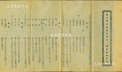 民國十七年（1928年）《海城縣湧源儲金會第一期結賬報告書》1份，內中詳列各存股本、存款、各欠、盈利及開銷等，此乃奉天儲蓄會之歷史實物，少見，保存甚佳，敬請預覽