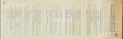 1950年《三一印刷股份有限公司章程》1份，內(nèi)中詳列總則、資本股份及股票、股東會等共六章30條，內(nèi)容詳盡；源于著名收藏家鄭家慶先生之舊藏，上蓋收藏章，少見，八成新
