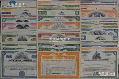 1948至1981年美國老股票共69種不同，內中涉及諸多不同行業，包含西聯國際、國際電話、愛迪生公司等世界著名企業，均雕刻版印刷，圖案精美；源于美國回流，整體約八成新，敬請預覽