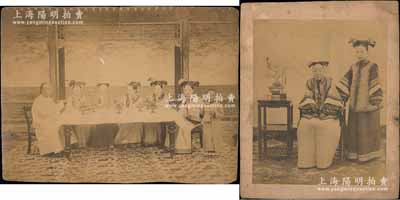 清代滿洲婦女歷史老照片共2張不同，尺寸約300×225mm，源于京城前輩名家駱澤民先生之遺存，保存尚佳，敬請預覽