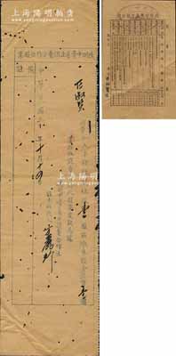民國三十年（1941年）香港·德明中學(xué)員生消費(fèi)合作社股票，壹股計(jì)港幣壹圓，另附“德明中學(xué)員就診證”1張，均由學(xué)生區(qū)淑賢氏所執(zhí)有，合計(jì)，七至八成新