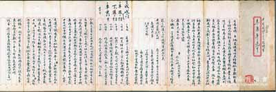 民國時期面呈“中國國貨公司經(jīng)理室李康年先生”拜帖1份，內(nèi)中涉及“介紹加入紅十字會”、“工藝實業(yè)”、“預籌新舊發(fā)展”、“合夥投資”等情，內(nèi)涵豐富，保存較佳，敬請預覽