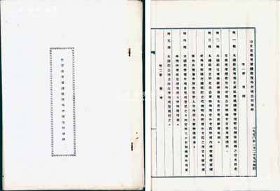 1950年《北京榮長厚錢莊股份有限公司章程》1冊，該錢莊資本總額人民幣600萬元，分作6000股，內(nèi)中詳列總則、業(yè)務(wù)、股份等共六章33條，內(nèi)容詳盡；少見，八成新