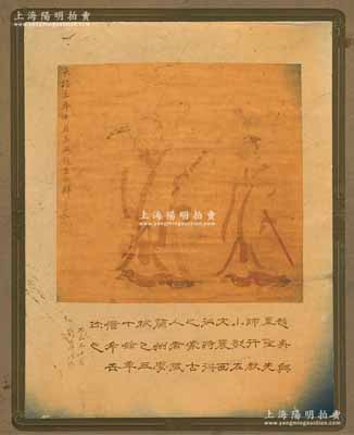 元代大德三年（1299年）吳興趙孟頫繪“至圣先師行教小影”古畫之歷史老照片1副，且有題跋文字，約攝于民國時期，尺寸325×400mm；源于京城前輩名家駱澤民先生之遺存，保存甚佳，敬請預覽