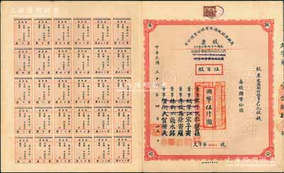 民國三十六年（1947年）商辦漢鎮既濟水電股份有限公司股票，伍百股計國幣伍仟圓，票上之董事分別改印為銀行家李馥蓀、宋子安（宋子文之弟）、徐寄廎、錢永銘和漢口商會會長賀衡夫，甚是特別；附帶有完整股息票，八五成新