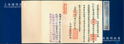光緒三十三年（1907年）信成銀行有限公司（即信成商業(yè)儲(chǔ)蓄銀行）股份息摺一本，壹股合股本洋銀伍拾圓；該銀行之股票息摺為迄今之僅見(jiàn)，珍罕品，八成新