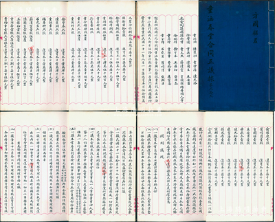 民國念年（1931年）上海《童涵春堂合同正議據》（第22號）1冊，由股東方國樑君（童氏家族成員，占壹股計資本洋柒千元）執有，事為1932年孫衡甫（四明銀行總經理）、童文熙（童涵春堂家族）、俞佐廷（寧波旅滬金融業巨子）、陳楚湘（民國“卷煙大王”）等28位股東在上海小東門方浜路設童涵春堂興記藥號，集成資本洋56萬元，分作80股，每股洋7000元，內中詳列各股東之出資狀況，并開列議規