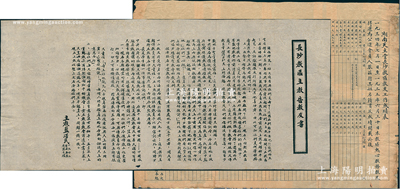 民國時(shí)期湖南天主教文獻(xiàn)共2件，詳分：①1934至1935年“湖南天主教長沙教區(qū)教友工作成績表”1份，內(nèi)中開列大量該教區(qū)熱心教務(wù)教友得選公進(jìn)會(huì)員之姓名；②1942年“長沙教區(qū)主教告教友書”1份，由主教藍(lán)澤民署名，內(nèi)容頗為精彩；其中1份背有貼痕，另1份保存甚佳，敬請(qǐng)預(yù)覽