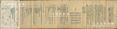 民國時期“中國藥物墾煉股份有限公司募股書”1份，其上詳列公司緣起和諸多發起人姓名、招股章程（資本暫定2000萬元，分為2000股）、十年計劃綱要，內容頗為詳盡，且附認股書1張；少見，約八成新，敬請預覽