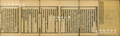 光緒三十四年五月（1908年）《北洋灤州官礦有限公司招股章程》1冊，內印“欽命頭品頂戴署理北洋大臣直隸總督部堂楊（士驤）札文”和“北洋灤州官礦有限公司招股章程”31條，內容極為詳盡；自開平礦務局被英人侵占后，清政府另設灤州官礦公司，藉以抑制開平公司，該公司屬官督商辦，資本銀200萬兩，分作20萬股，屬近代著名之礦務公司，歷史意義厚重；保存甚佳，敬請預覽