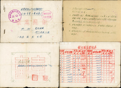 1957年“國營南海水產公司漁輪修造廠·公私合營大華機器廠”領息憑證1冊，股金人民幣16347.83元，其發付股息記錄從1957年始，每年付息四次，至1966年止（但1966年最后一筆股息至1979年11月方領取）；該公司原屬廣州，后遷海南，迄今已成“中華人民共和國船舶檢驗局漁船分局海南漁船檢驗處”，其性質由私營演變成官方機構，意義非凡；罕見佳品，七五成新