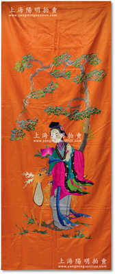 清末“麻姑獻壽”特大型刺繡畫一幅，尺寸820×2038mm，形制美觀，頗為難得；海外回流，保存甚佳，敬請預覽