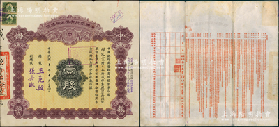民國(guó)十年（1921年）中國(guó)銀行有限公司（商股）股票，壹股共洋壹百圓，由總裁王克敏、副總裁張嘉璈簽名，背印章程摘要，且記錄“商股照每年七厘正息”等內(nèi)容；此種中國(guó)銀行商股股票未見圖譜記載，堪稱中國(guó)金融業(yè)老股票之頂級(jí)大珍品，值得珍視和推重，八成新