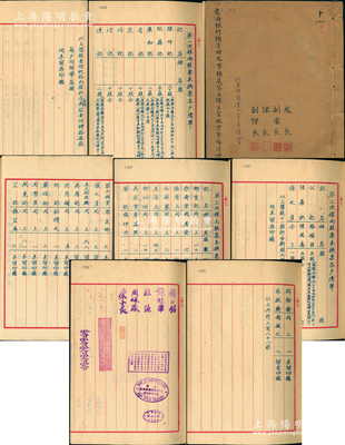 民國卅八年（1949年）《交通銀行總管理處事務處第三課主管股票事項清冊》1冊，內含：股款總額變遷經過及官商股成分比較之說明、股票種類（共分光緒卅四年僅192股未更換、1919年僅11股未更換、1922年僅281股未更換、1933年四版股票）、股票記名分戶簿等、歷年股息帳、股東真實姓名、股東印鑑、股票用各種印章戳記等14大門類，內容極為精彩；保存甚佳，敬請預覽