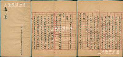 同治十年（1871年）新疆巴里坤行營（即左宗棠西征軍）“奏稿”1冊，內中言及“新疆自同治二年回逆變亂后，各城相繼淪陷，僅余巴里坤一城孤懸，四面受敵，總兵何琯布置城防、措辦糧草、督率官兵固守并出剿，力保危城；嗣復派兵兩次收復哈密，戰功卓著，故請旨將巴里坤總兵何琯仍留本任，以重地方”等情，內容極為精彩；此乃左宗棠收復新疆之歷史文獻，極富史料研究價值，保存甚佳，敬請預覽